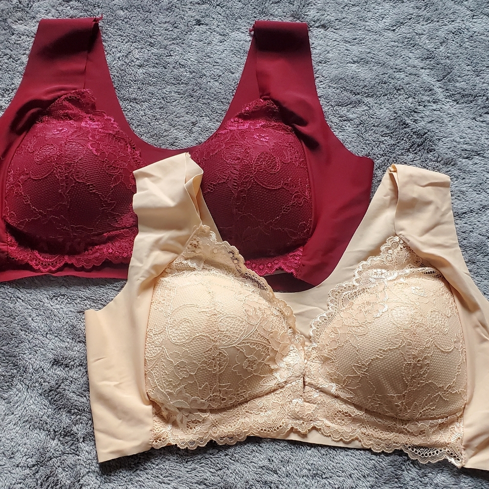 Bundle of 2 Front Closure Push Up, Full Coverage Lace Bras , Size XL